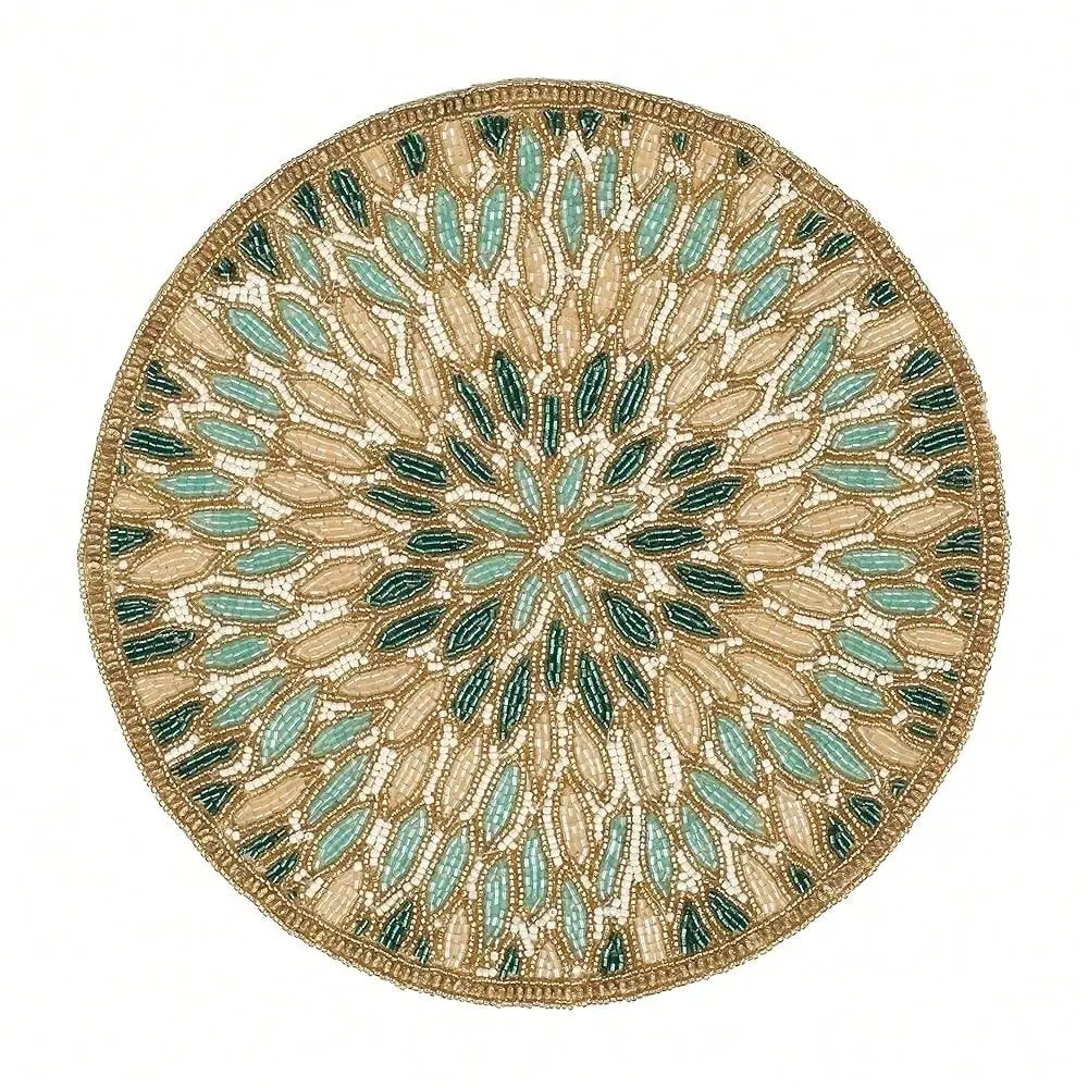 Placemats 13 Round Floral Marigold Design In Gold Green, Decorative Beaded Charger For Dining Table, Perfect For Holidays Chris
Placemats 13 Round Floral Marigold Design In Gold Green, Decorative Beaded Charger For Dining Table, Perfect For Holidays Chris