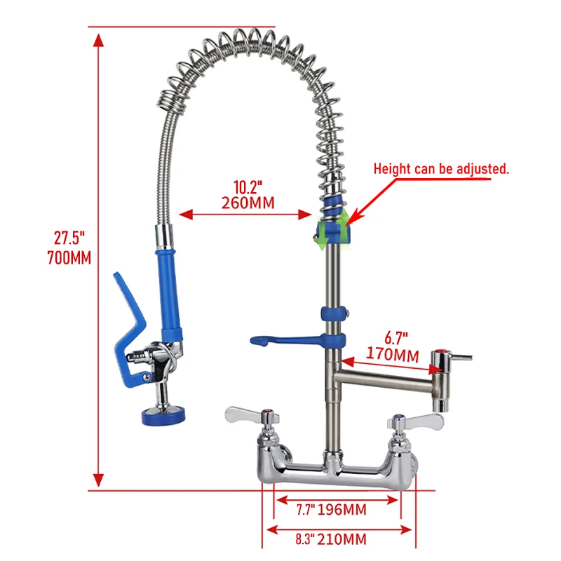 304SS Integrated Pipe + Brass Pre-Rinse Classic Commercial Kitchen Faucet Taps 2-Hole Food Grade Flexible Sprayer Wall Bathroom
304SS Integrated Pipe + Brass Pre-Rinse Classic Commercial Kitchen Faucet Taps 2-Hole Food Grade Flexible Sprayer Wall Bathroom