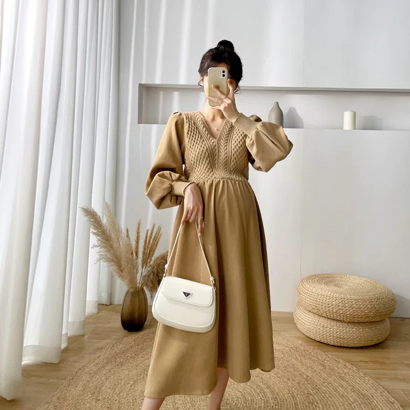 241# Autumn Winter Thick Sweaters Patchwork Corduroy Maternity Dress Fashion Ins A Line Clothes for Pregnant Women Pregnancy
241# Autumn Winter Thick Sweaters Patchwork Corduroy Maternity Dress Fashion Ins A Line Clothes for Pregnant Women Pregnancy
