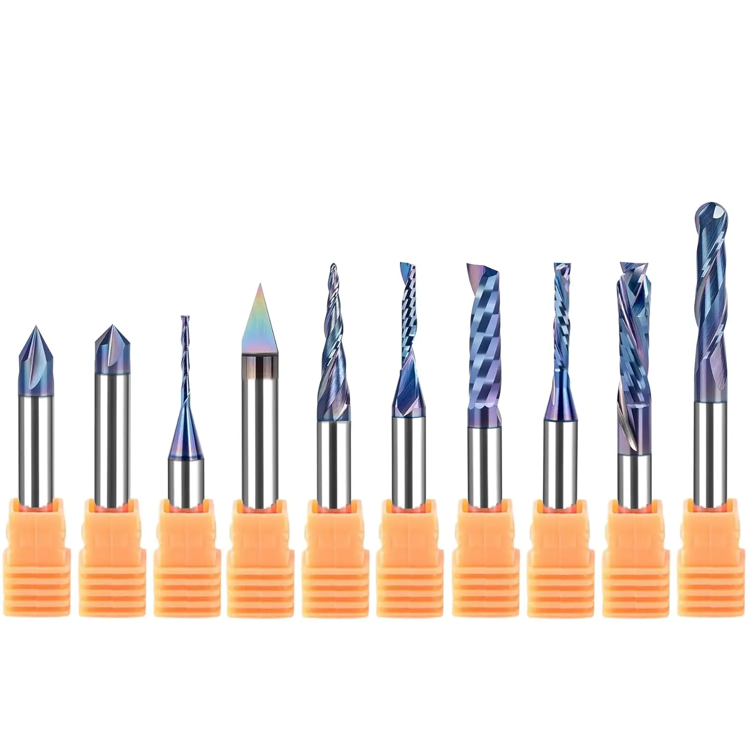 10PCS TAC Coated CNC Router Bit Set, 1/4 Inch Shank for Woodworking, Plastic, Aluminum
10PCS TAC Coated CNC Router Bit Set, 1/4 Inch Shank for Woodworking, Plastic, Aluminum