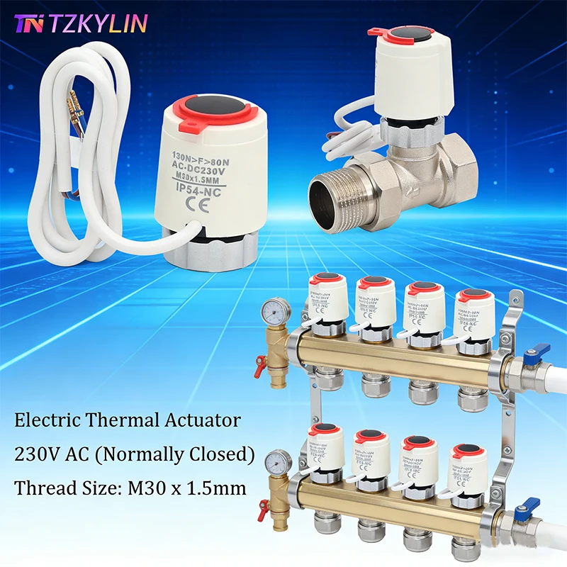 Электрический термопривод M30*1.5мм, 230В переменного тока, нормально закрытый, для теплого пола, термостатический радиаторный клапан (ТРВ)
Электрический термопривод M30*1.5мм, 230В переменного тока, нормально закрытый, для теплого пола, термостатический радиаторный клапан (ТРВ)