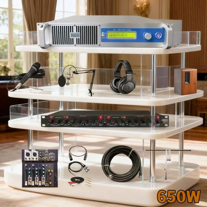 YXHT-650W FM Transmitter Complete Studio Setup - Energy-Efficient, Knob Control, School Campus Radio, MPX Signal Support
YXHT-650W FM Transmitter Complete Studio Setup - Energy-Efficient, Knob Control, School Campus Radio, MPX Signal Support