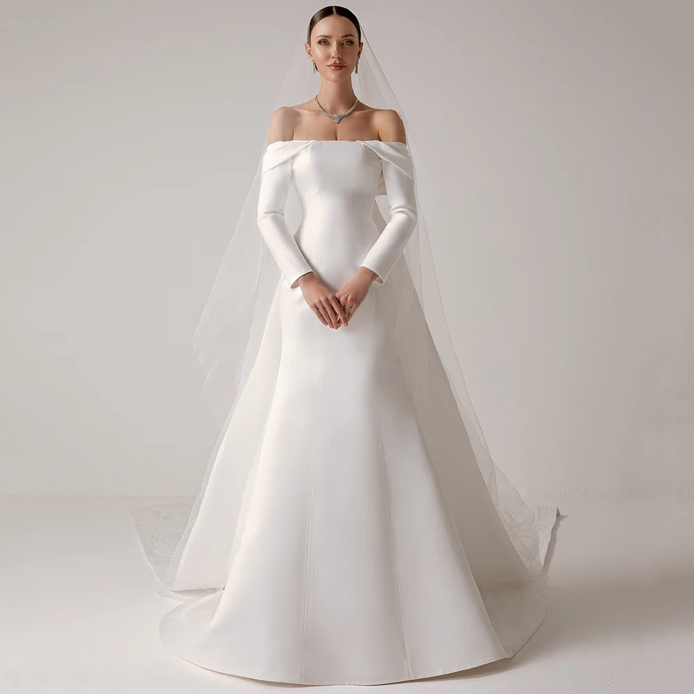 Customized Strapless Off the Shoulder Evening Dress Satin Watteau Train Full Sleeves Party Dress Floor Length A-line Prom Gown
Customized Strapless Off the Shoulder Evening Dress Satin Watteau Train Full Sleeves Party Dress Floor Length A-line Prom Gown