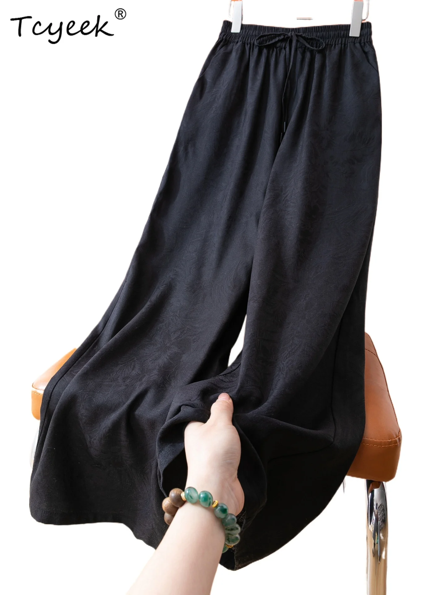 Tcyeek 100% Real Silk Pants for Woman Casual Straight Pants Women Summer Clothes Black Trousers Streetwear Lace-up Брюки Женские
Tcyeek 100% Real Silk Pants for Woman Casual Straight Pants Women Summer Clothes Black Trousers Streetwear Lace-up Брюки Женские