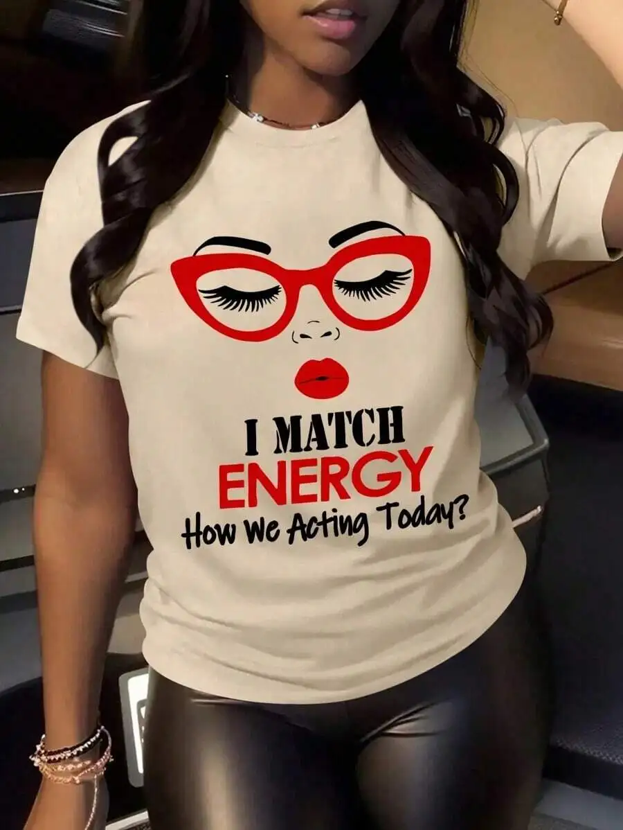 Womens Graphic T-Shirt With Red Glasses Print Short Sleeve Casual Top
Womens Graphic T-Shirt With Red Glasses Print Short Sleeve Casual Top
