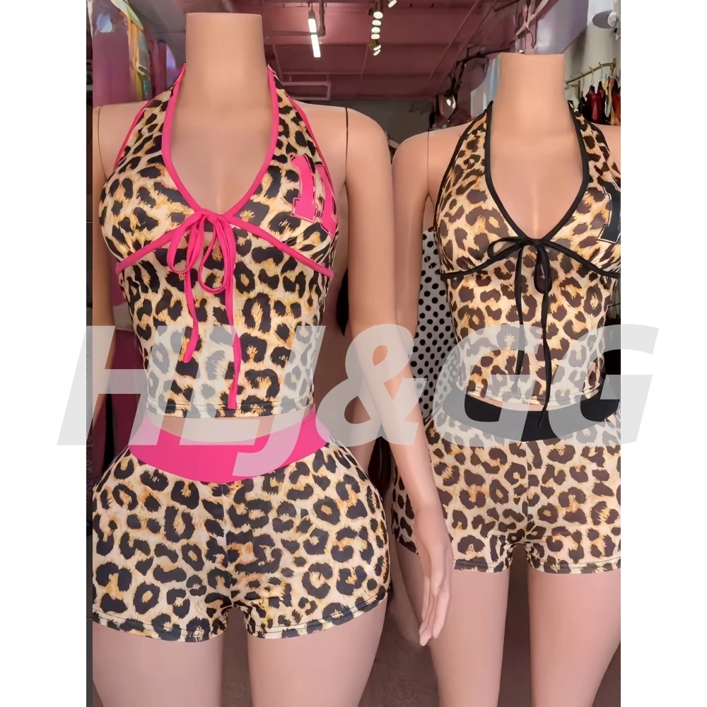 HLJ Summer New Women Two Piece Shorts Set Slimming Sexy Street Leopard Print Patchwork V-neck Backless Halter Top and Shorts Set
HLJ Summer New Women Two Piece Shorts Set Slimming Sexy Street Leopard Print Patchwork V-neck Backless Halter Top and Shorts Set
