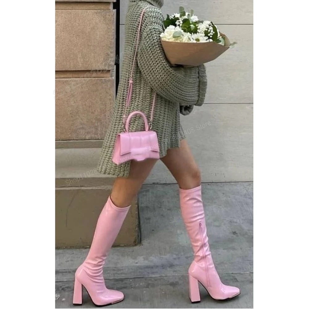 Pink Patent Leather Knee High Boots Round Toe Chunky High Heel Side Zipper Sweet Sexy Women Shoes 2024 Zapatos Para Mujere
Pink Patent Leather Knee High Boots Round Toe Chunky High Heel Side Zipper Sweet Sexy Women Shoes 2024 Zapatos Para Mujere