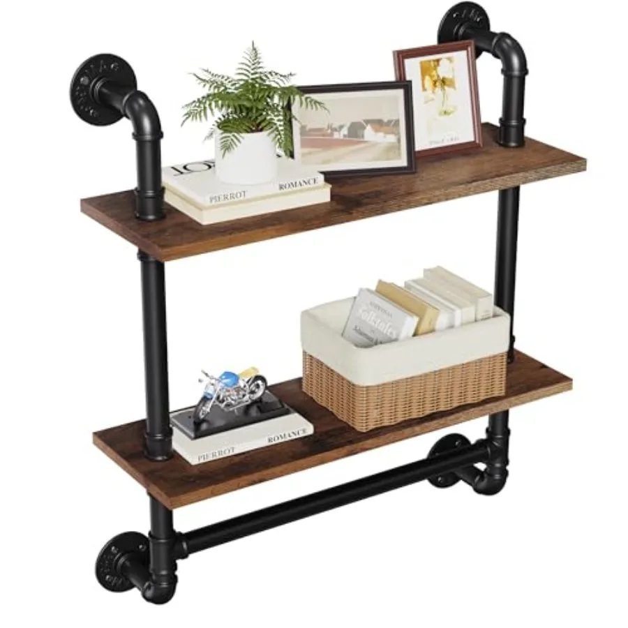 24" Industrial Floating Shelves with Tower Bar, Pipe Shelves for Wall, Rustic Wood Wall Shelves for Home Décor, Bedroom, Living
24" Industrial Floating Shelves with Tower Bar, Pipe Shelves for Wall, Rustic Wood Wall Shelves for Home Décor, Bedroom, Living