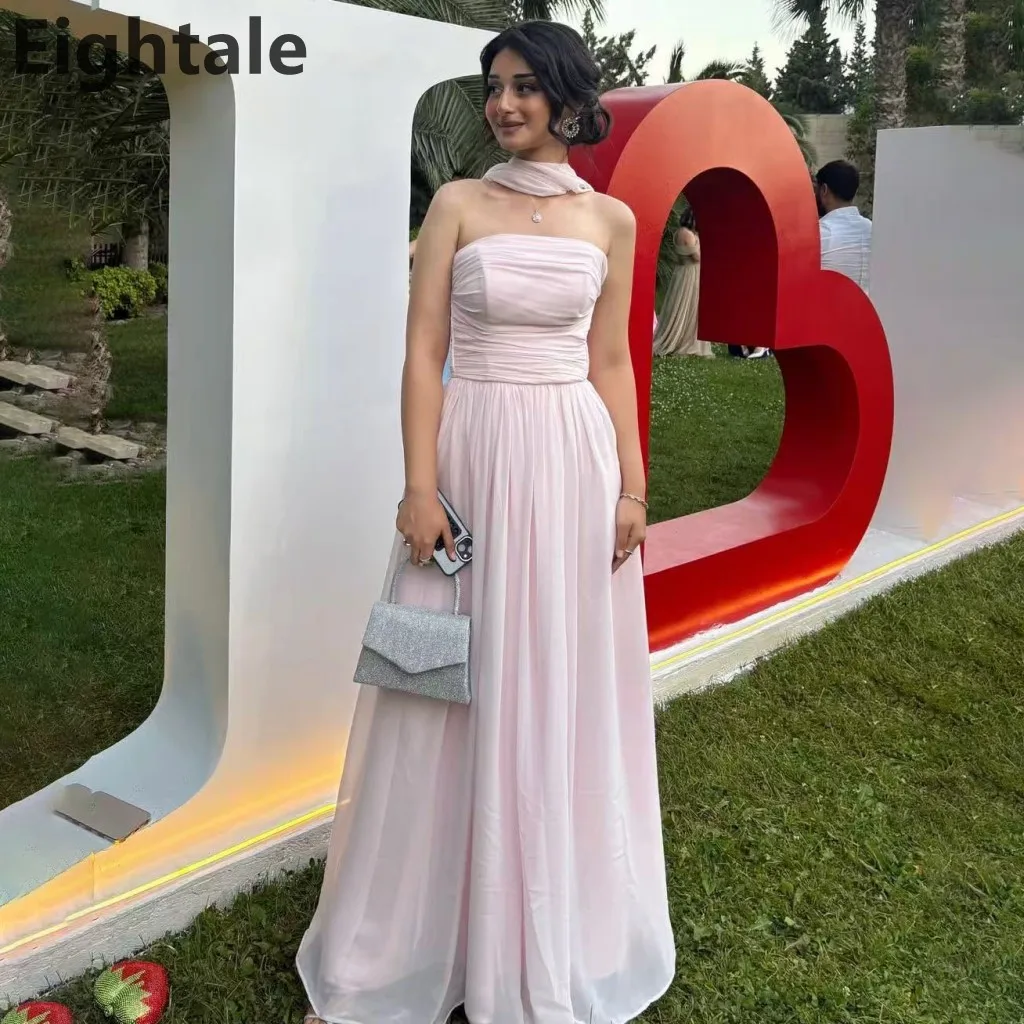 Eightale 2025 Strapless A Line Light Pink Chiffon Evening Dress With Wrap Saudi Arabic Prom Dress Dubai Party Gown Customized
Eightale 2025 Strapless A Line Light Pink Chiffon Evening Dress With Wrap Saudi Arabic Prom Dress Dubai Party Gown Customized