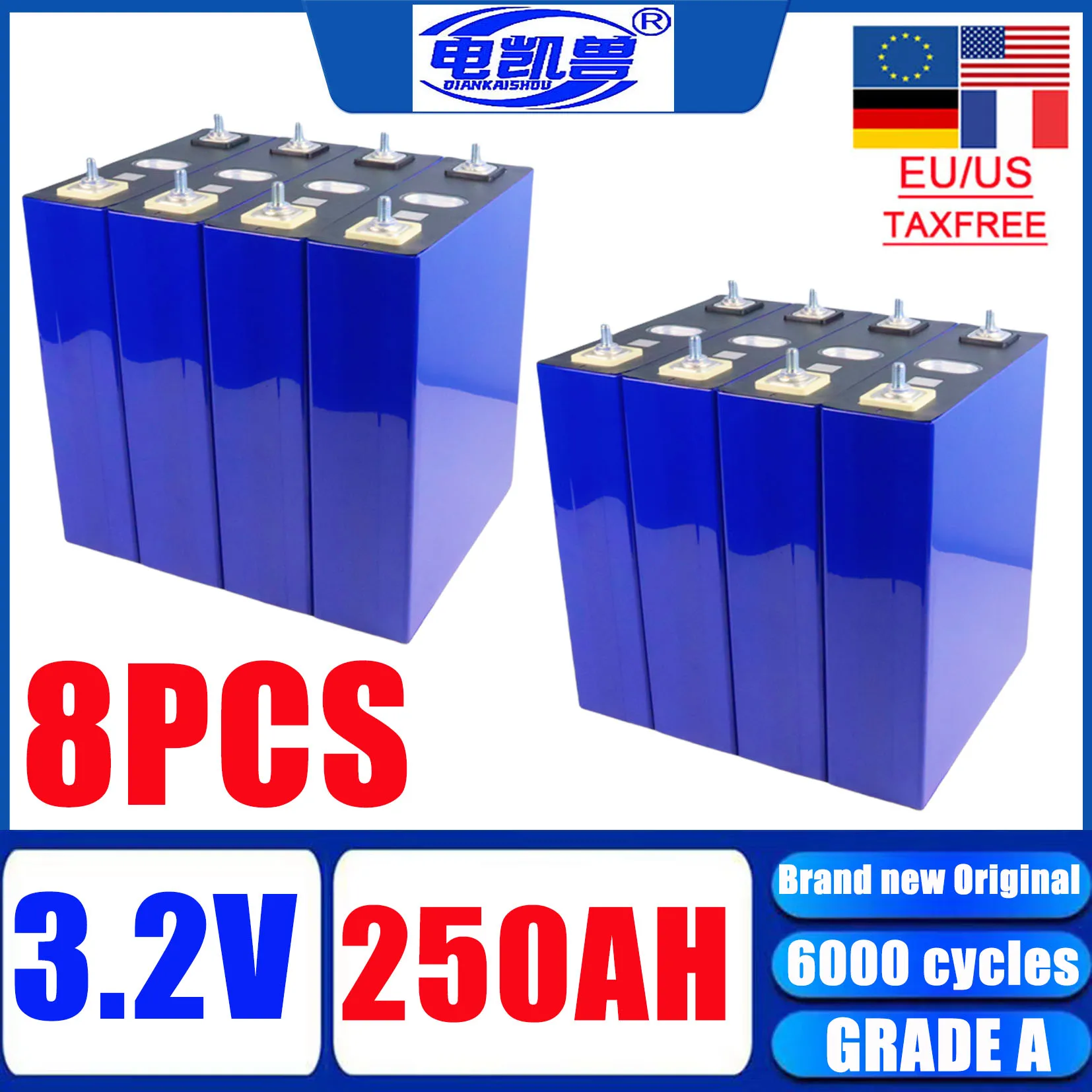 8pcs 3.2V 250ah 280ah Lifepo4 rechargeable battery, lithium iron phosphate DIY 24V room, car, ship, home energy storage battery
8pcs 3.2V 250ah 280ah Lifepo4 rechargeable battery, lithium iron phosphate DIY 24V room, car, ship, home energy storage battery