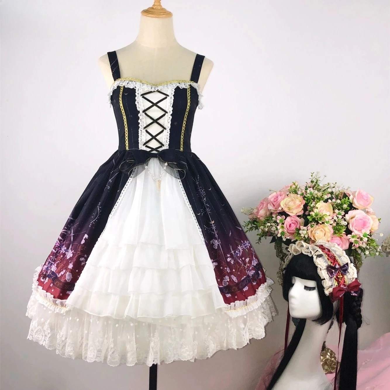 Japanese Lolita Dress Original High Waist Party Sleeveless Dress Sweet Girls Gradual Change Lace-up Jsk Suspender Dresses
Japanese Lolita Dress Original High Waist Party Sleeveless Dress Sweet Girls Gradual Change Lace-up Jsk Suspender Dresses