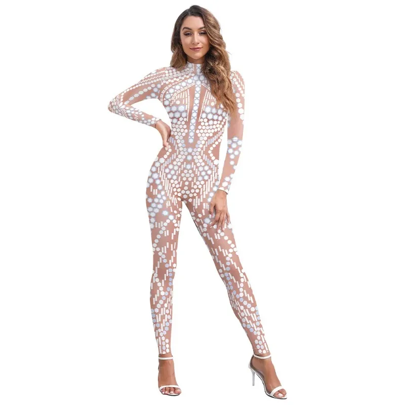 Lace Sequins Pattern 3D Printed Skeleton Robot Cosplay Costume Sexy Jumpsuit Women Halloween Party Clothing Slim Tight Bodysuit
Lace Sequins Pattern 3D Printed Skeleton Robot Cosplay Costume Sexy Jumpsuit Women Halloween Party Clothing Slim Tight Bodysuit