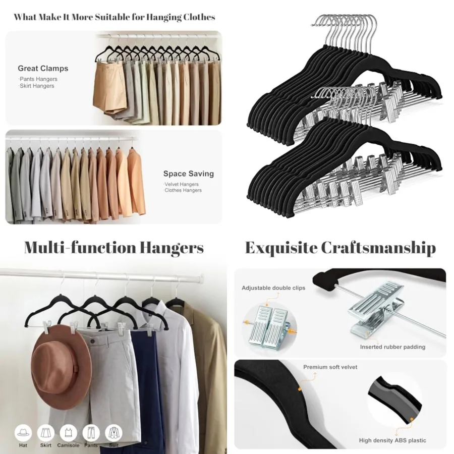 Velvet Skirt Hangers, Velvet Pant Hangers with Adjustable Clips, Space Saving Slim Shorts Hanger, Heavy Duty Non Slip Clip Hang
Velvet Skirt Hangers, Velvet Pant Hangers with Adjustable Clips, Space Saving Slim Shorts Hanger, Heavy Duty Non Slip Clip Hang