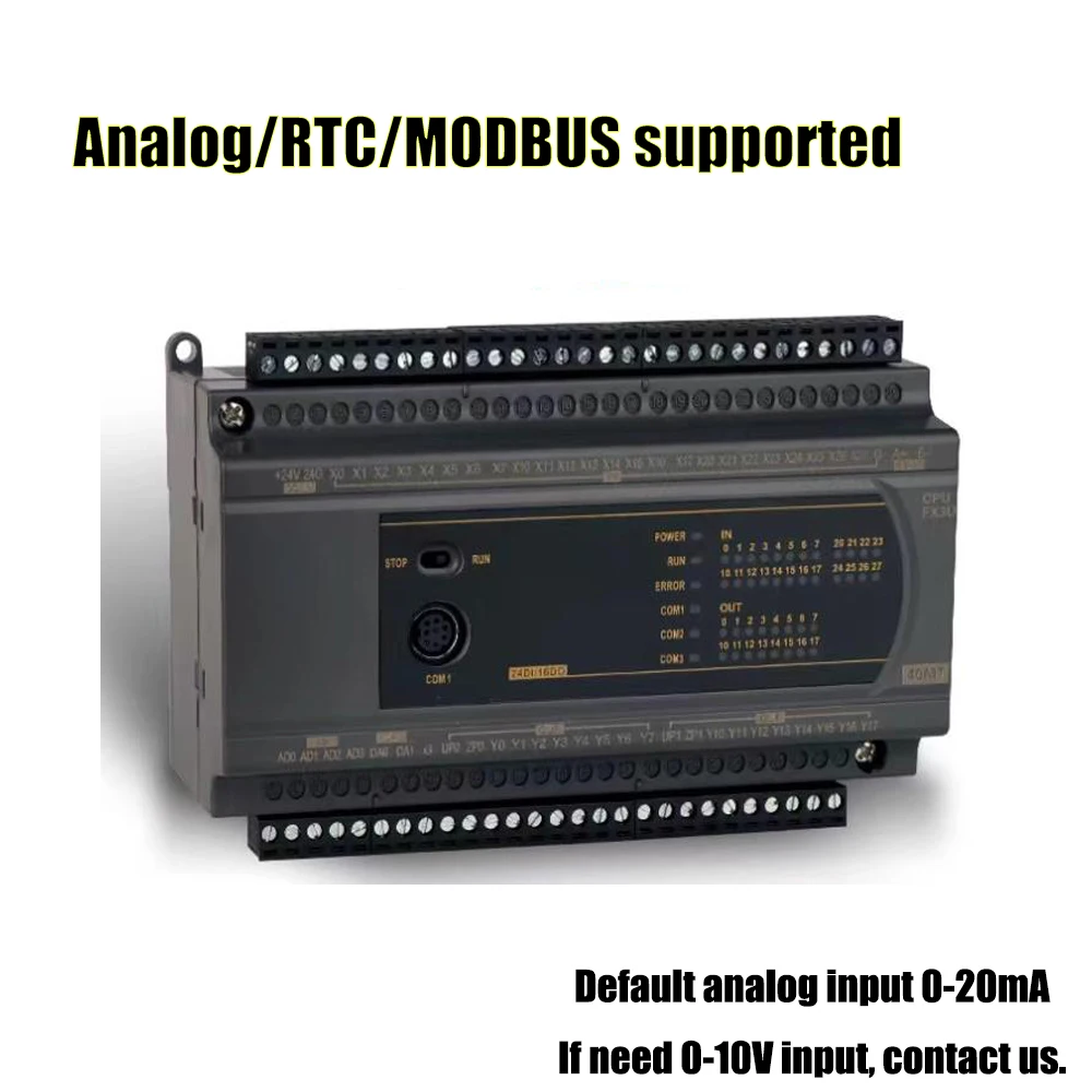 FX3U 14/20/24/32/40/60 MR/MT 4AD of 0-20mA 2DA of 0-10V analog RS485 MODBUS Relay transistor Output RTC real time Clock
FX3U 14/20/24/32/40/60 MR/MT 4AD of 0-20mA 2DA of 0-10V analog RS485 MODBUS Relay transistor Output RTC real time Clock