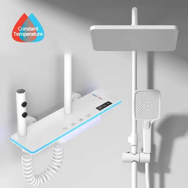 Luxury Bathroom Piano Key Shower Set Thermostat Mixer Shower Mixer LED Digital Ambient Light Bathtub Wall Mounted Shower System
Luxury Bathroom Piano Key Shower Set Thermostat Mixer Shower Mixer LED Digital Ambient Light Bathtub Wall Mounted Shower System