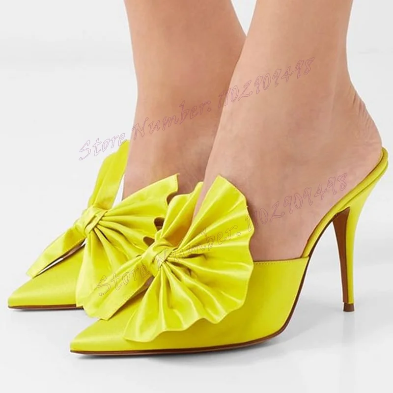 Yellow Bow Knot Cut Heels Slippers Pointed Toe Shoes for Women Stilettos High Heels Sexy Lady Shoes 2024 Zapatos Para Mujere
Yellow Bow Knot Cut Heels Slippers Pointed Toe Shoes for Women Stilettos High Heels Sexy Lady Shoes 2024 Zapatos Para Mujere