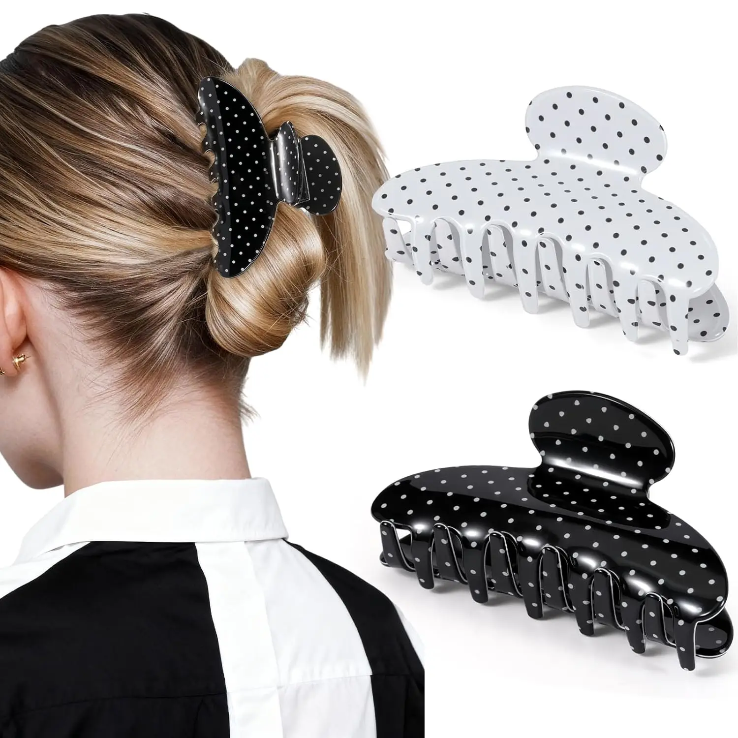 Vintage Polka Dot Medium Hair Claw Clips for Women,Strong Hold Shark Clip Hair Accessories for Thick Hair Ideal Gifts
Vintage Polka Dot Medium Hair Claw Clips for Women,Strong Hold Shark Clip Hair Accessories for Thick Hair Ideal Gifts