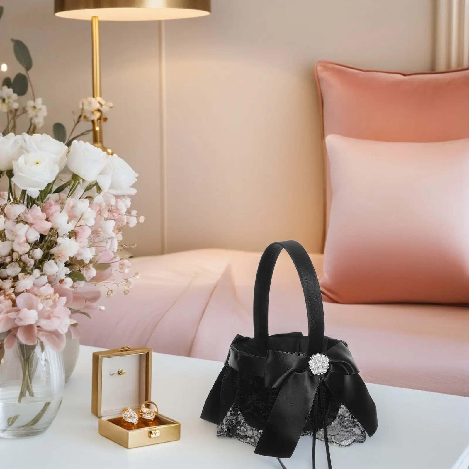 Black Flower Basket Handwoven Elegant Small Rattan Wedding Basket Petal Holder Romantic Ceremony Candy Bag for Wedding
Black Flower Basket Handwoven Elegant Small Rattan Wedding Basket Petal Holder Romantic Ceremony Candy Bag for Wedding