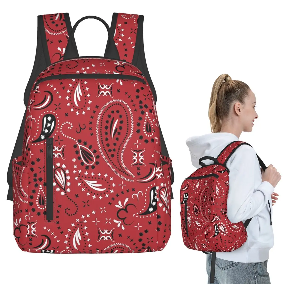 Red Bandanas Paisley Backpack Student BookBag Children School Bag Computer Shoulder Bags Boys Girls
Red Bandanas Paisley Backpack Student BookBag Children School Bag Computer Shoulder Bags Boys Girls