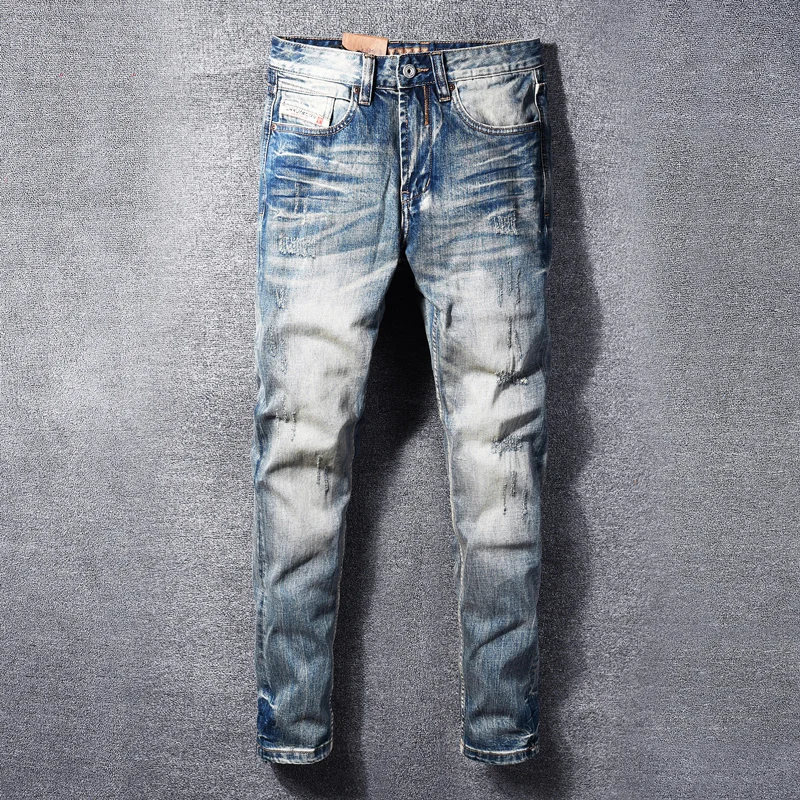 Designer Fashion Men Jeans High Quality Retro Washed Blue Stretch Straight Fit Ripped Jeans Men Vintage Denim Pants Hombre
Designer Fashion Men Jeans High Quality Retro Washed Blue Stretch Straight Fit Ripped Jeans Men Vintage Denim Pants Hombre