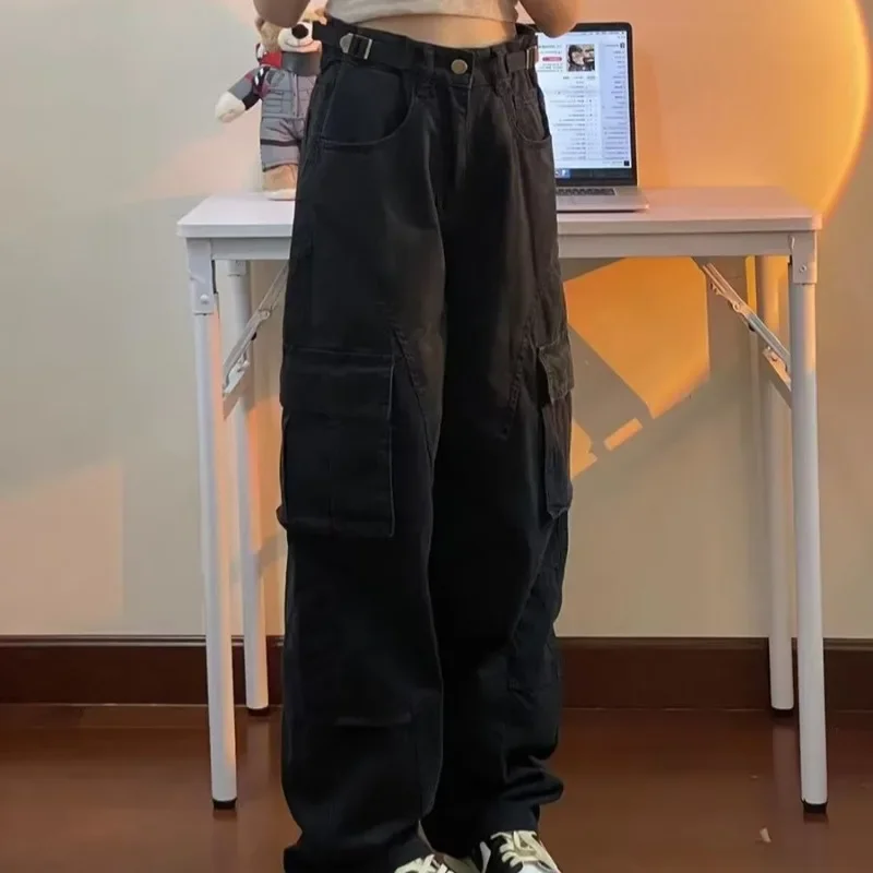 Women Jeans Cargo Pants Black Vintage Streetwear Y2k Baggy High Waist BF Fashion Female Denim Trousers American Retro
Women Jeans Cargo Pants Black Vintage Streetwear Y2k Baggy High Waist BF Fashion Female Denim Trousers American Retro