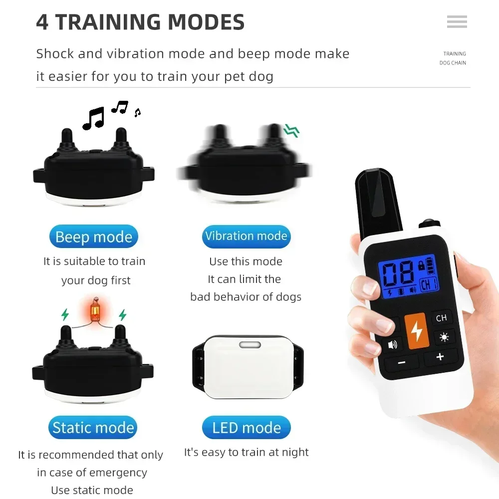 Новый электрический ошейник для дрессировки собак, водонепроницаемый IP67, 800 м, пульт дистанционного управления, противоскользящие вибрационные ошейники, тренажер для собак со светодиодным дисплеем
Новый электрический ошейник для дрессировки собак, водонепроницаемый IP67, 800 м, пульт дистанционного управления, противоскользящие вибрационные ошейники, тренажер для собак со светодиодным дисплеем