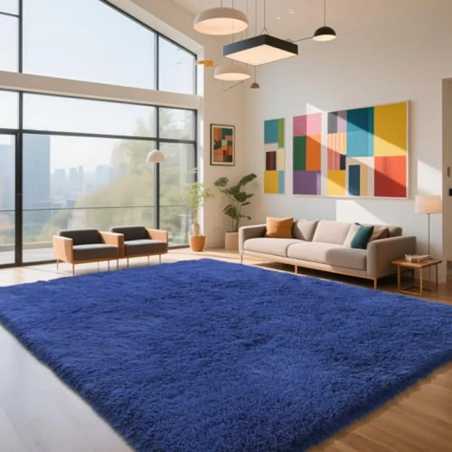 Blue fluffy shag area rug for girls bedroom, 8x10 non-slip plush carpet in soft blue tone, ideal for dorm, nursery, kids room,
Blue fluffy shag area rug for girls bedroom, 8x10 non-slip plush carpet in soft blue tone, ideal for dorm, nursery, kids room,