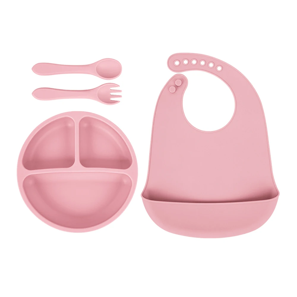 TYRY.HU 4PCS Children Silicone Tableware Baby Feeding Set Silicone Dinner Plate Silicone Spoon Fork Silicone Adjustment Bib
TYRY.HU 4PCS Children Silicone Tableware Baby Feeding Set Silicone Dinner Plate Silicone Spoon Fork Silicone Adjustment Bib 