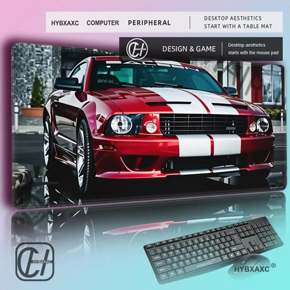 HYBXAXC Racing Car Mouse Pad Desk Accessories Desk Pad Rubber Base with Stitched Edge Mousepad Non-Slip Keyboard Pad for Office