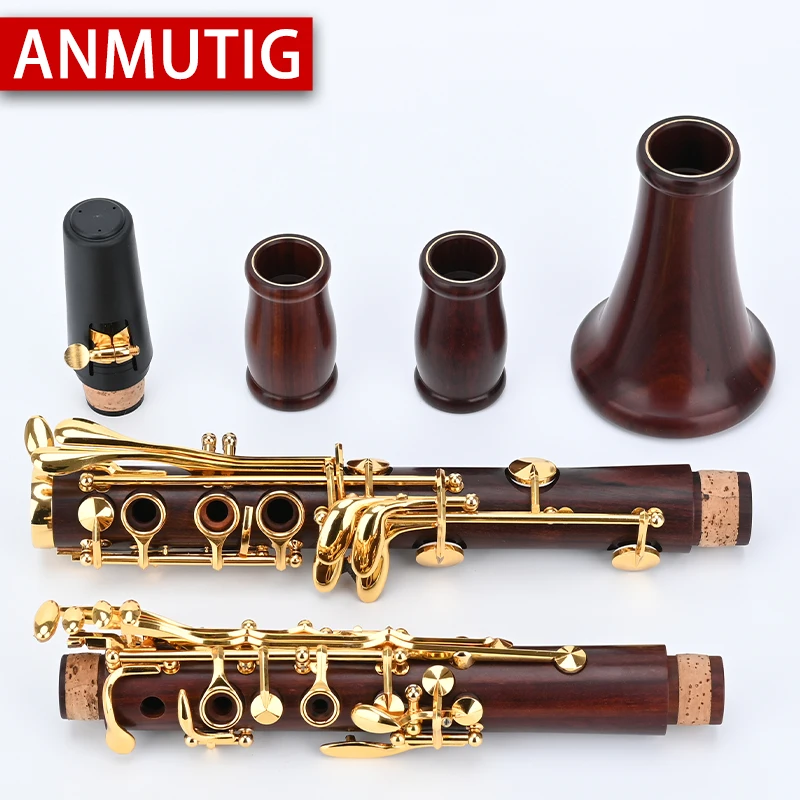 ANMUTIG Bb Clarinet 17 Key Gold Plated Key Redwood BodySheepskin pad H35S
ANMUTIG Bb Clarinet 17 Key Gold Plated Key Redwood BodySheepskin pad H35S