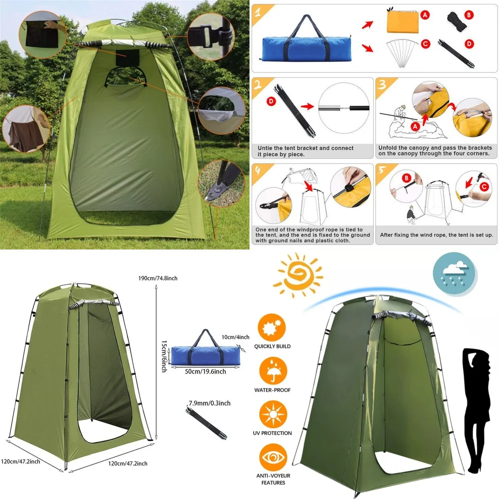 GazebosPortable Outdoor Shower Tent for Camping Hiking Privacy Changing and Toilet Use Lightweight Foldable Shelter
GazebosPortable Outdoor Shower Tent for Camping Hiking Privacy Changing and Toilet Use Lightweight Foldable Shelter