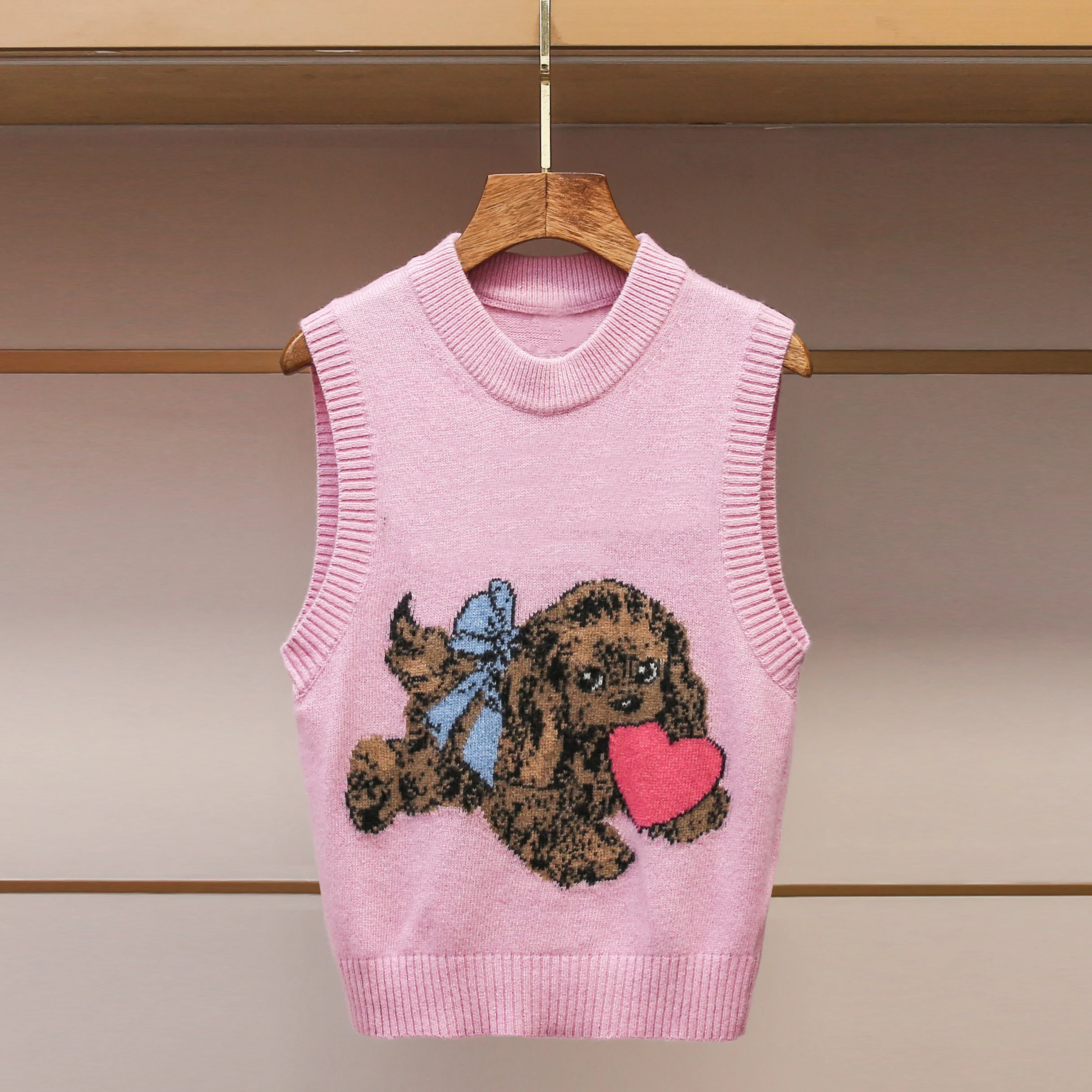 Pink Cartoon Dog Knitted Vest Women's Faion Autumn 2025 South Oil High End Women's Clothing round Ne Svel Top
Pink Cartoon Dog Knitted Vest Women's Faion Autumn 2025 South Oil High End Women's Clothing round Ne Svel Top