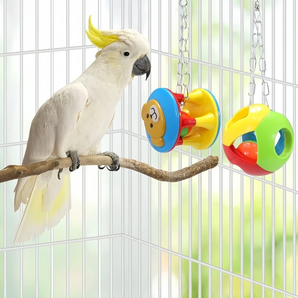 Parrot Bell Ball Toys Colorful Hanging Bird Cage Chew Toys Interactive Foraging Toys for Small Medium Large Parrots
Parrot Bell Ball Toys Colorful Hanging Bird Cage Chew Toys Interactive Foraging Toys for Small Medium Large Parrots