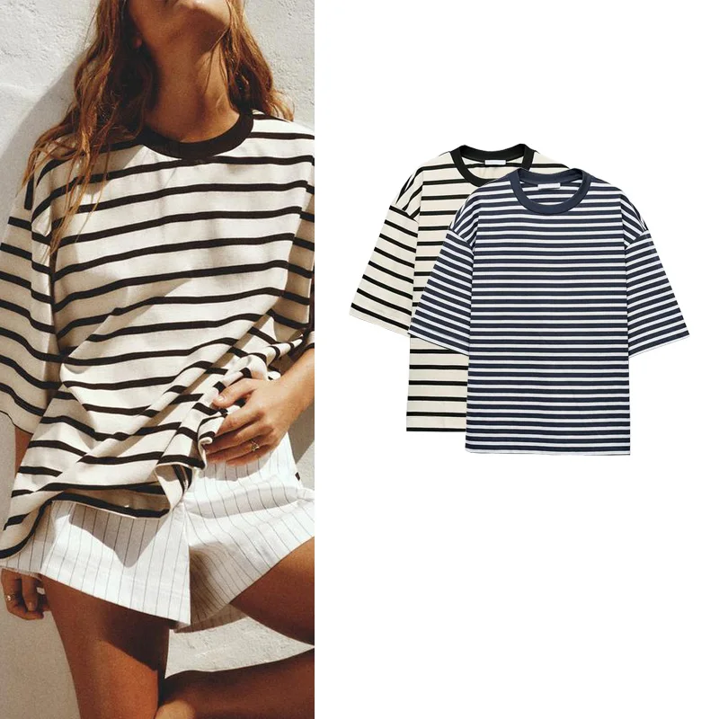 Свободная повседневная футболка с круглым вырезом и коротким рукавом в полоску, больших размеров, весенняя новинка, уличный стиль, с принтом, из полиэфирного волокна
Свободная повседневная футболка с круглым вырезом и коротким рукавом в полоску, больших размеров, весенняя новинка, уличный стиль, с принтом, из полиэфирного волокна
