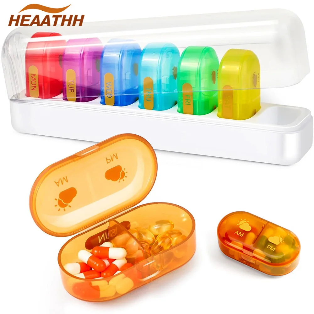 Weekly Pill Organizer 2 Times a Day, AM PM Pill Box with 7 Daily Color-Coded Small Cases Travel Pill Cases - Vitamins, Medicine
Weekly Pill Organizer 2 Times a Day, AM PM Pill Box with 7 Daily Color-Coded Small Cases Travel Pill Cases - Vitamins, Medicine