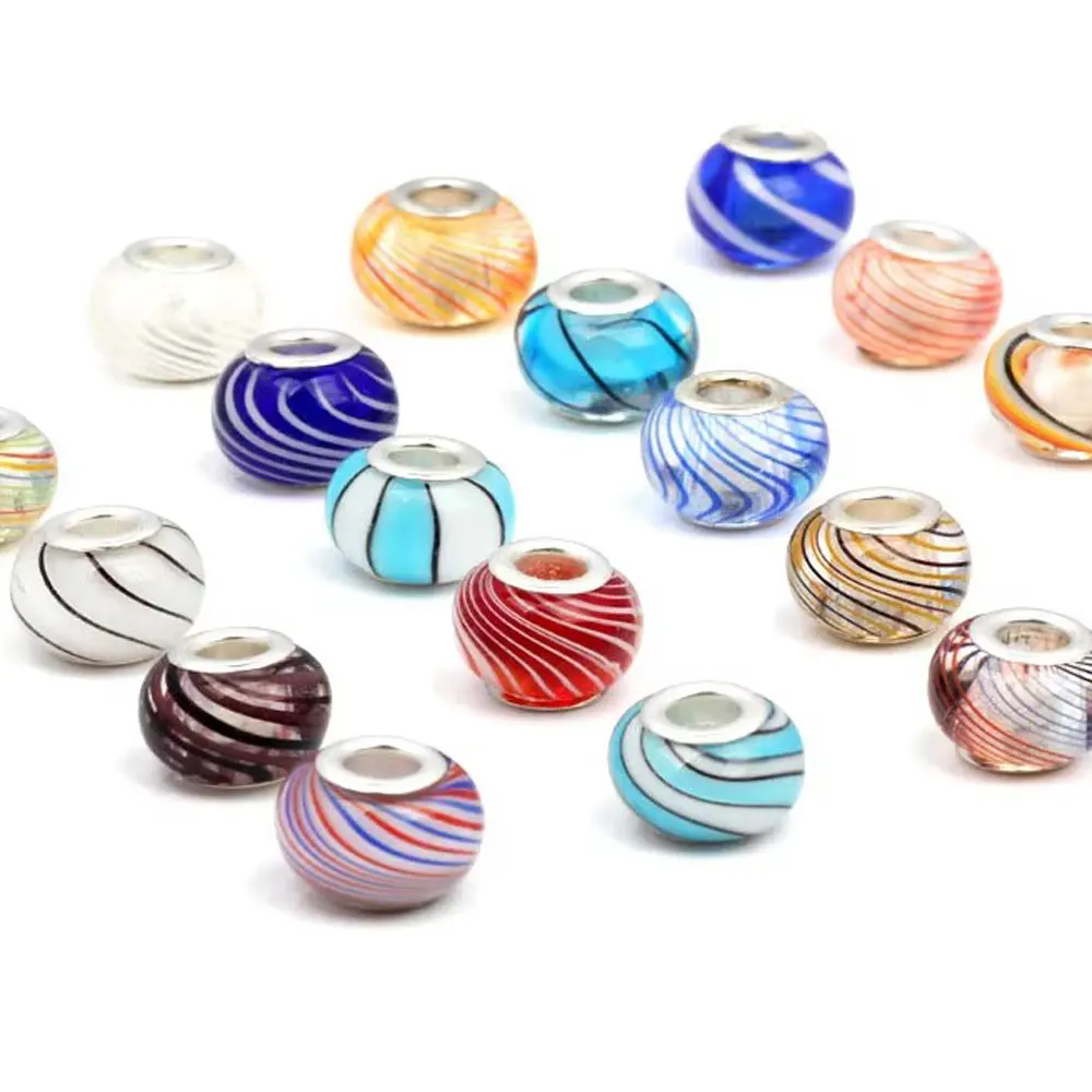 15x10mm 6Pcs Transparent thick stripes multicolored Big Hole glass European Beads DIY Jewellery Making Accessorie
15x10mm 6Pcs Transparent thick stripes multicolored Big Hole glass European Beads DIY Jewellery Making Accessorie