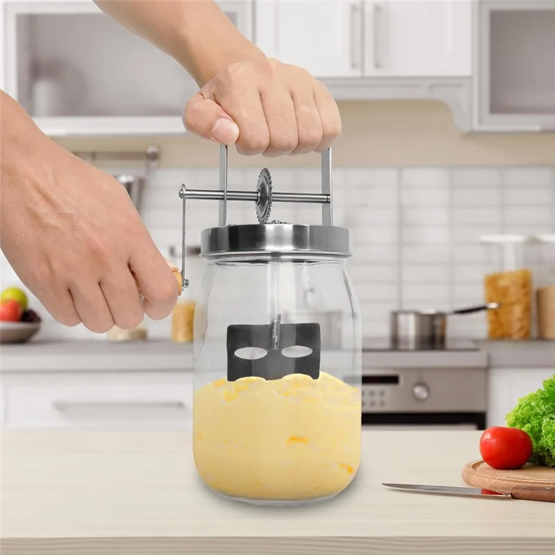 1.5L Glass Butter Churner, Large 52-Fluid Ounce Capacity Butter Churner Hand Crank Mason Jar, Butter Churns Makesm12k
1.5L Glass Butter Churner, Large 52-Fluid Ounce Capacity Butter Churner Hand Crank Mason Jar, Butter Churns Makesm12k