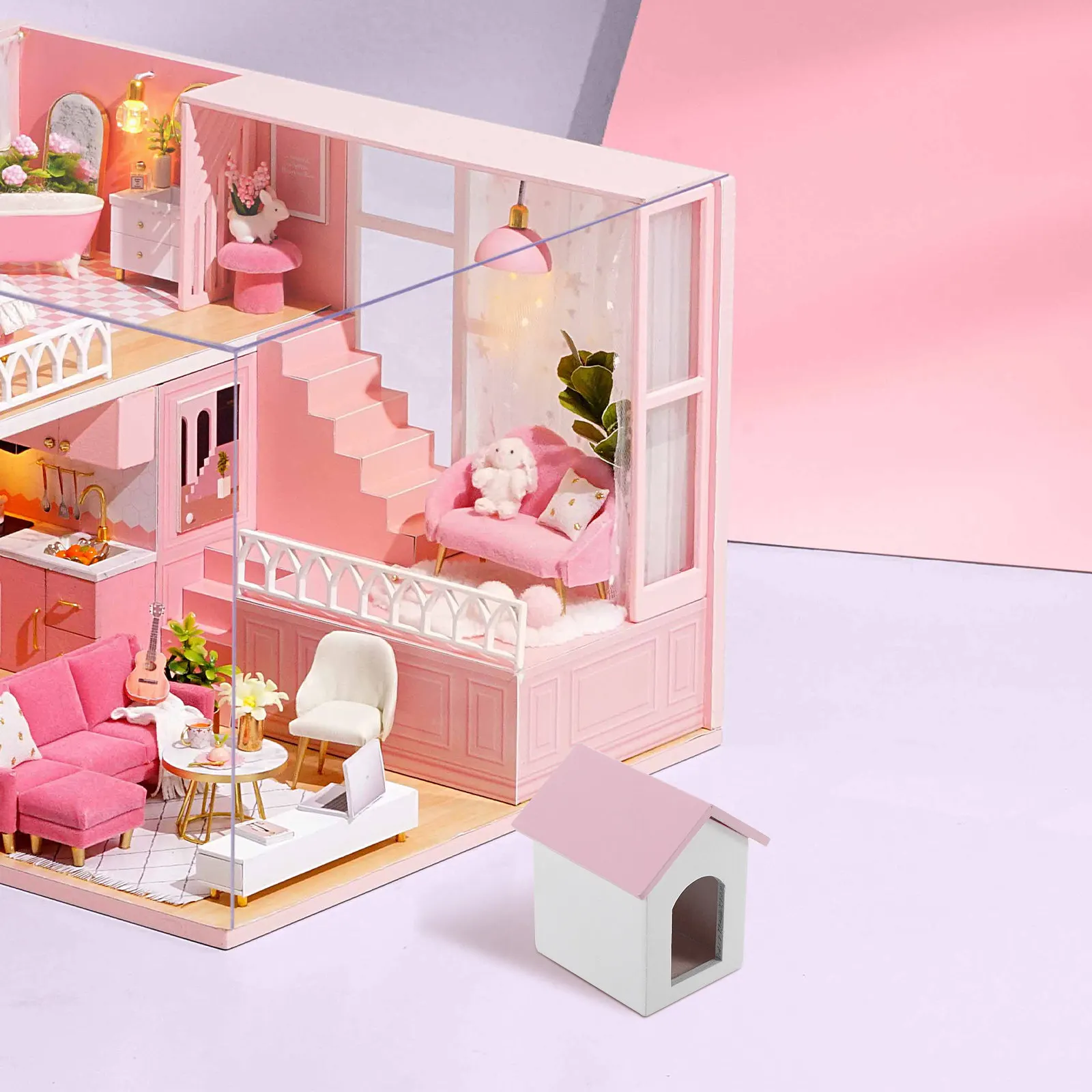 Miniature Dog House Pink Roof White Walls Realistic 1:12 Scale Furniture Accessories Micro Scene Decoration Wood Houses to Paint
Miniature Dog House Pink Roof White Walls Realistic 1:12 Scale Furniture Accessories Micro Scene Decoration Wood Houses to Paint