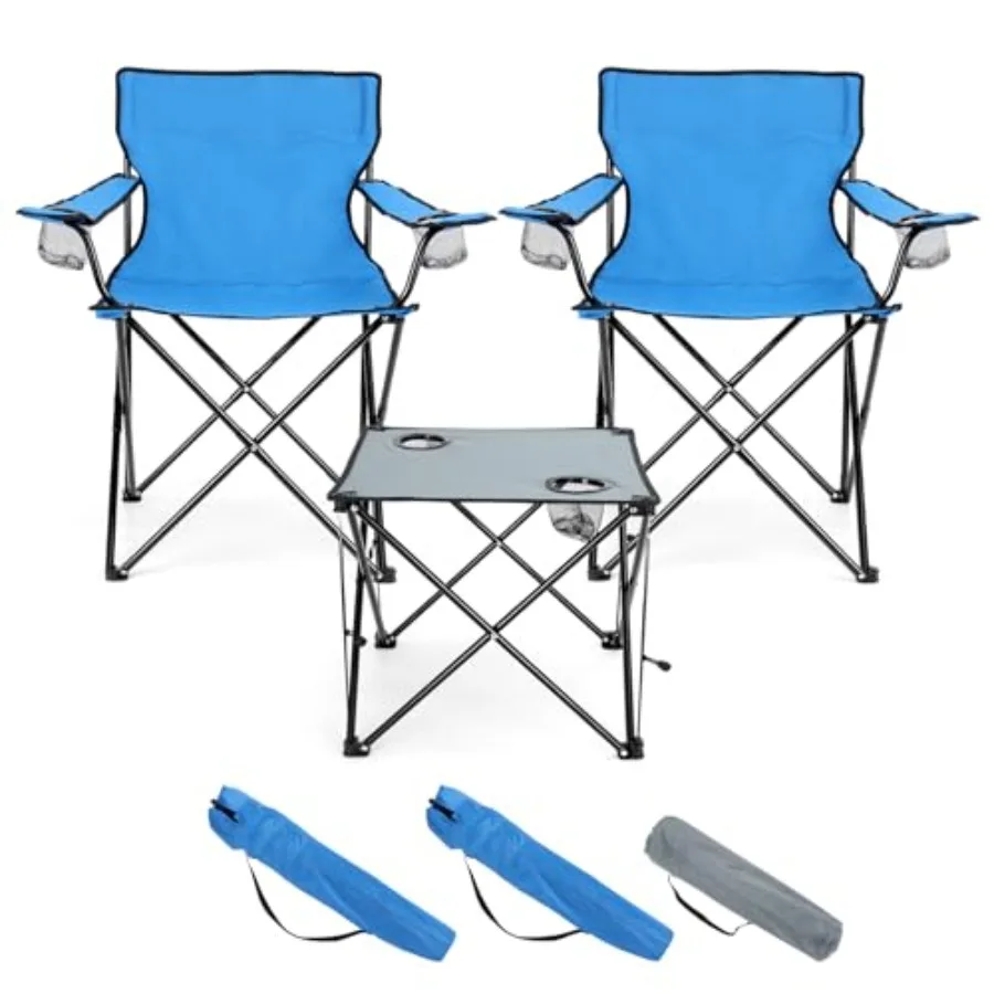 Folding Camping Chair Set of 3, Foldable Camp and Grey Table, Large Lawn Chair Portable for Adults Hiking, Fishing, Picnic, Out
Folding Camping Chair Set of 3, Foldable Camp and Grey Table, Large Lawn Chair Portable for Adults Hiking, Fishing, Picnic, Out