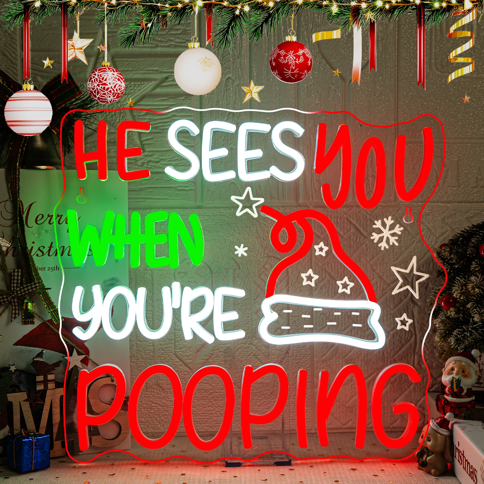 He Sees You When you're Pooping Neon Sign for Wall Decor Colorful USB with Dimmable Switch For Christmas Party Window Bar Club
He Sees You When you're Pooping Neon Sign for Wall Decor Colorful USB with Dimmable Switch For Christmas Party Window Bar Club