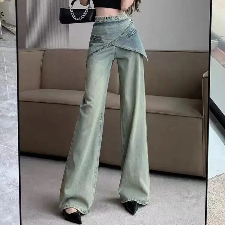 Retro Fake Two-Piece Jeans Women Loose Straight Spring Autumn Design High Waist Wide Legs Draped Floor Trousers
Retro Fake Two-Piece Jeans Women Loose Straight Spring Autumn Design High Waist Wide Legs Draped Floor Trousers