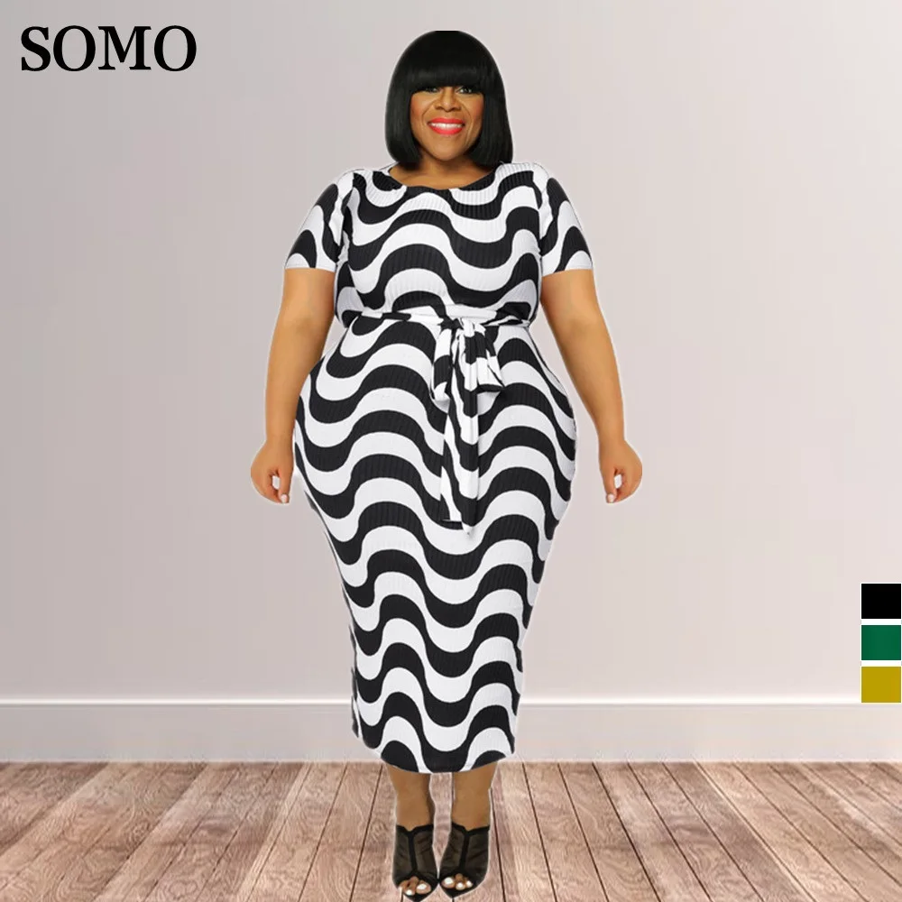 Fashion Short Sleeve Striped Print Bandage Bodycon Casual Dresses Summer Plus Size Women's Dresses Wholesale Dropshipping
Fashion Short Sleeve Striped Print Bandage Bodycon Casual Dresses Summer Plus Size Women's Dresses Wholesale Dropshipping