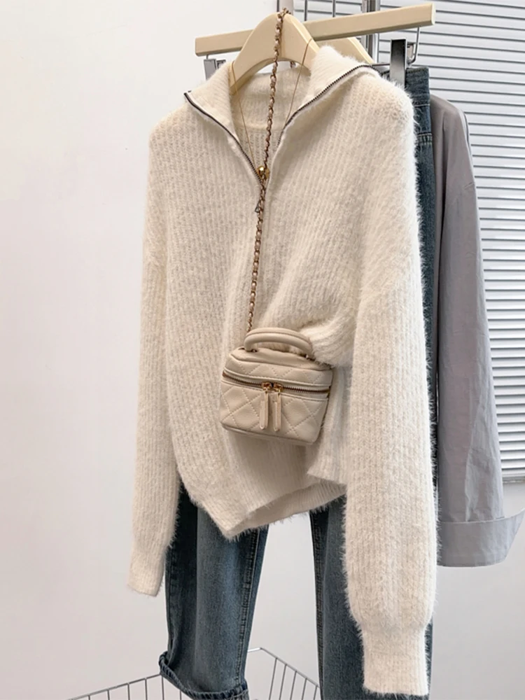 Women's White Pullover Sweater Harajuku Aesthetic Y2k Zippers Long Sleeve Knitted Cashmere Sweaters Vintage 2000s Clothes Autumn
Women's White Pullover Sweater Harajuku Aesthetic Y2k Zippers Long Sleeve Knitted Cashmere Sweaters Vintage 2000s Clothes Autumn