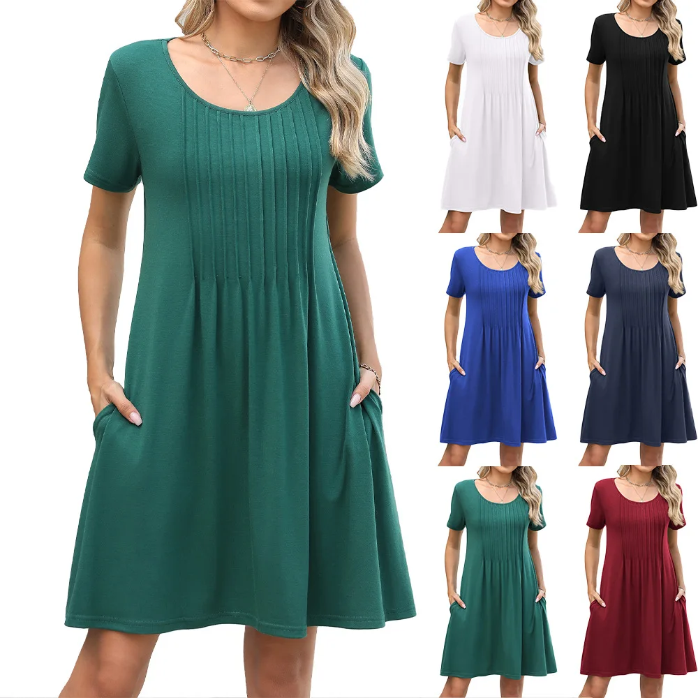 2025 Dress Women Elegant Fashion Beautiful Women's Dresses Party New Round Neck Pocket Short Sleeve Solid Colour Casual Dresses
2025 Dress Women Elegant Fashion Beautiful Women's Dresses Party New Round Neck Pocket Short Sleeve Solid Colour Casual Dresses