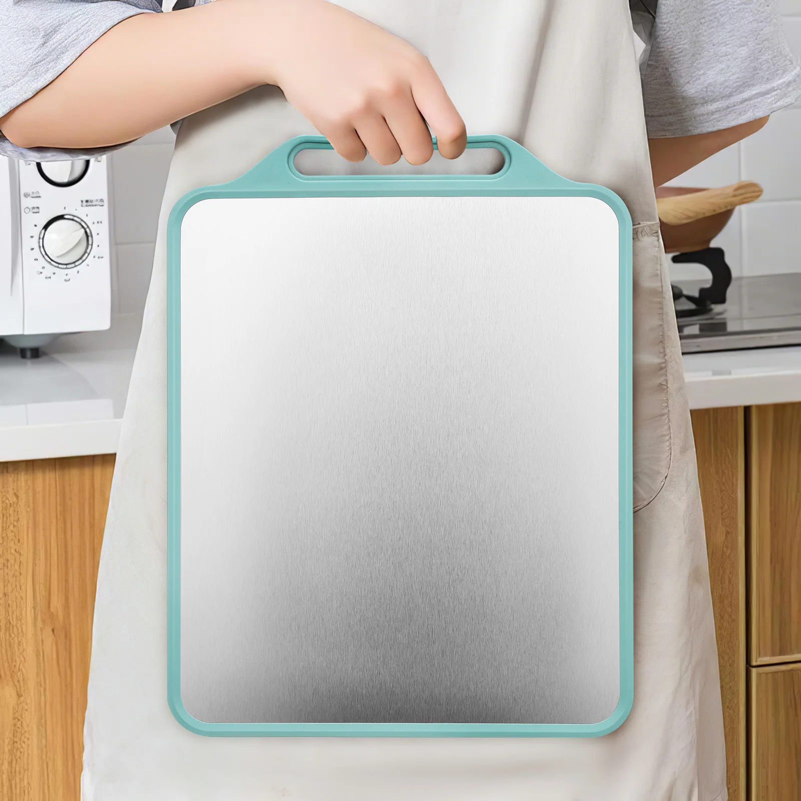 Двусторонняя разделочная доска, большая пластиковая нескользящая кухонная разделочная доска из нержавеющей стали, измельчитель для еды, угловая пюре
Двусторонняя разделочная доска, большая пластиковая нескользящая кухонная разделочная доска из нержавеющей стали, измельчитель для еды, угловая пюре