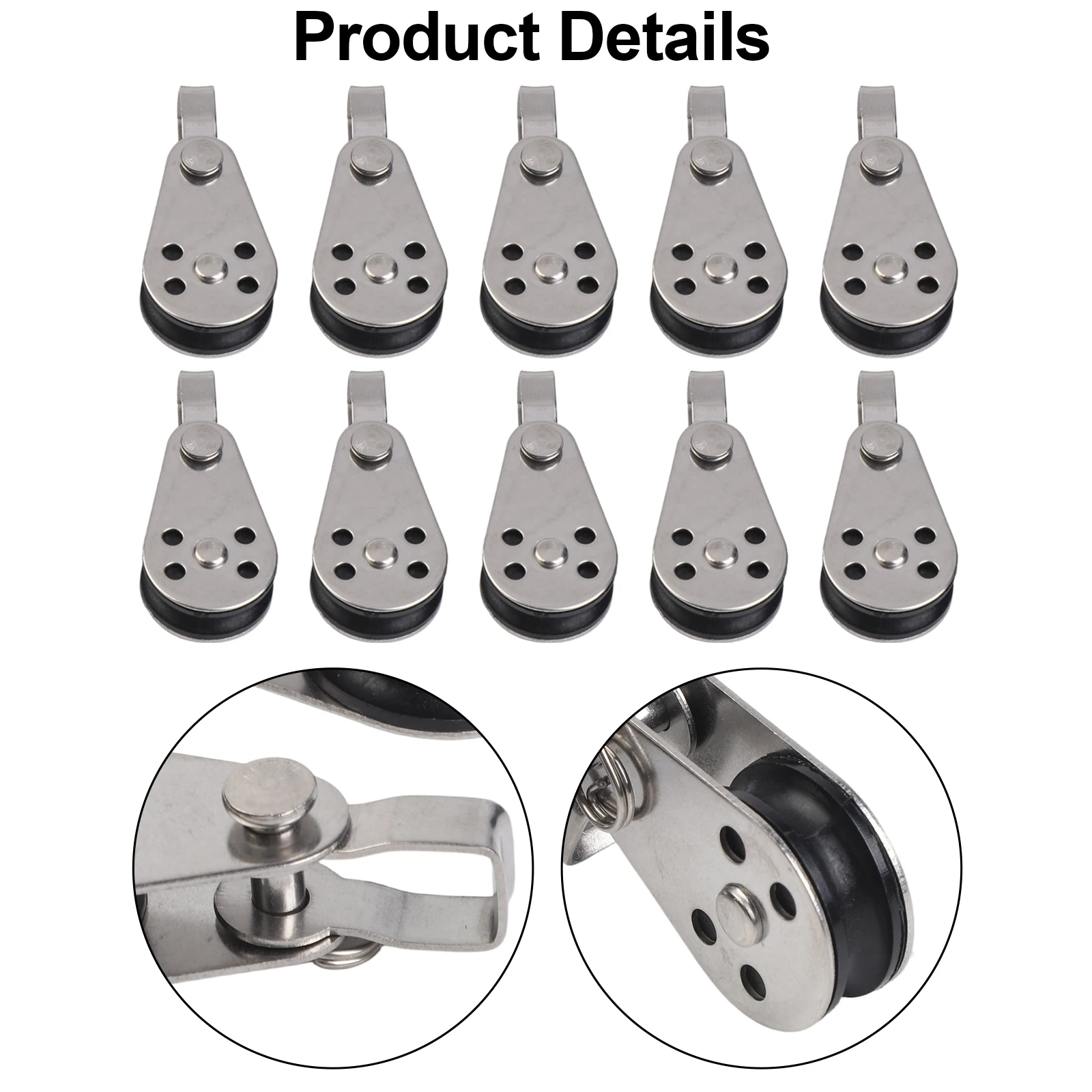 Safe Boat Sailing & Kayaking Use 10pcs Stainless Steel Pulley Single Wheel Load Bearing Swivel Lifting Rope Pulley
Safe Boat Sailing & Kayaking Use 10pcs Stainless Steel Pulley Single Wheel Load Bearing Swivel Lifting Rope Pulley