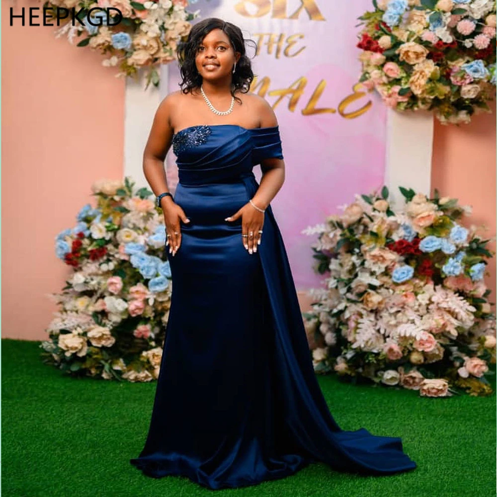 Navy Blue 2025 Long One Shoulder Bridesmaid Dresses Strapless Mermaid Beaded Satin Maids Of Honor Gowns Customized
Navy Blue 2025 Long One Shoulder Bridesmaid Dresses Strapless Mermaid Beaded Satin Maids Of Honor Gowns Customized