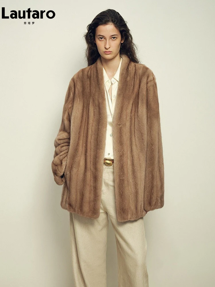 Lautaro Autumn Winter Brown Thick Warm Soft Faux Mink Fur Coat Women with Deep V Neck Elegant Luxury Loose Fluffy Jacket 2026
Lautaro Autumn Winter Brown Thick Warm Soft Faux Mink Fur Coat Women with Deep V Neck Elegant Luxury Loose Fluffy Jacket 2026