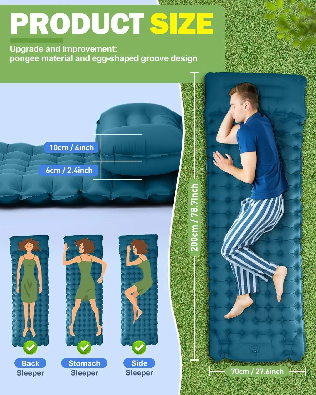 4 Inch Thick Inflatable Air Mat - Quick Inflation Camping Sleeping Pad Portable for Hiking Travel
4 Inch Thick Inflatable Air Mat - Quick Inflation Camping Sleeping Pad Portable for Hiking Travel