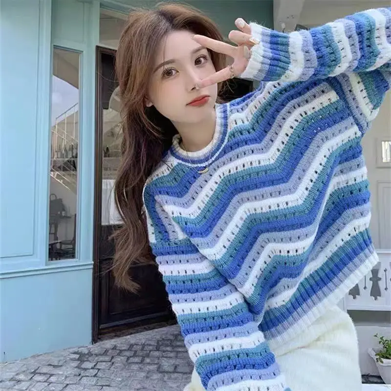 Autumn and winter pullover sweater female Korean loose o neck pullover sweet sweater coat stripe color pullover sweater women
Autumn and winter pullover sweater female Korean loose o neck pullover sweet sweater coat stripe color pullover sweater women